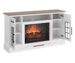 60" White 2-Door Electric Fireplace Console -DHP SHOP 810618088 A0 3