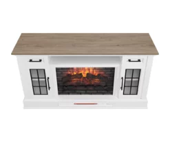 60" White 2-Door Electric Fireplace Console -DHP SHOP 810618088 A0 4