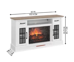 60" White 2-Door Electric Fireplace Console -DHP SHOP 810618088 A6