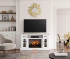 60" White 2-Door Electric Fireplace Console -DHP SHOP 810618088 B0 2