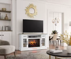 60" White 2-Door Electric Fireplace Console -DHP SHOP 810618088 B0 3