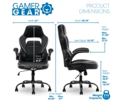 White & Black Faux Leather Gaming Chair -DHP SHOP 810618952 A0 11