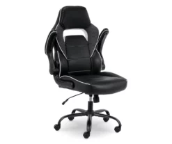 White & Black Faux Leather Gaming Chair -DHP SHOP 810618952 A0 9