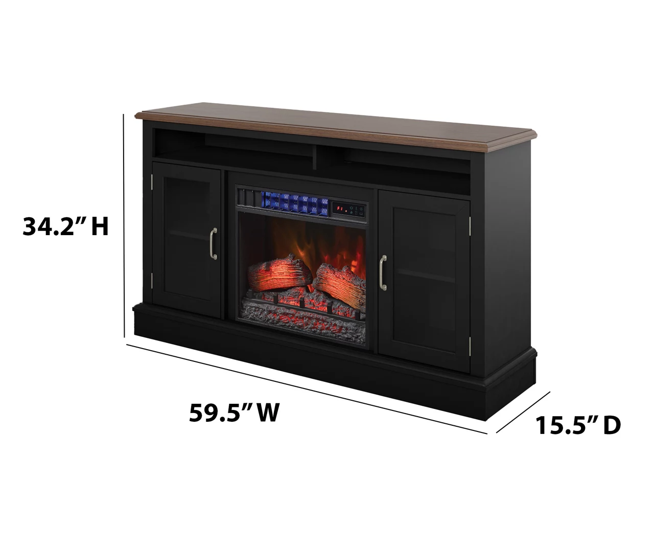 59.5" Black CoolGlow Electric Fireplace & Fan Console 9 59.5" Black CoolGlow Electric Fireplace & Fan Console - Image 9