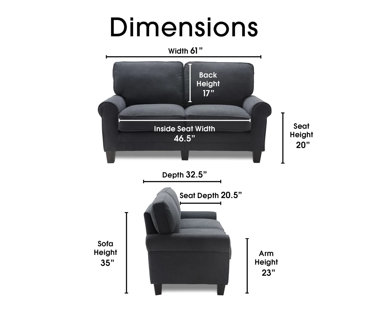 Copenhagen Charcoal Loveseat 5 Copenhagen Charcoal Loveseat - Image 5