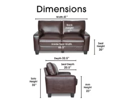 Palisades Chestnut Bonded Leather Loveseat 20 Palisades Chestnut Bonded Leather Loveseat -DHP SHOP 810659212 A0 6