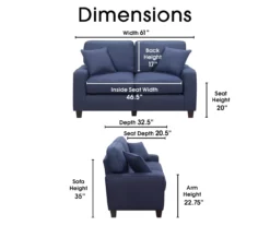 Palisades Navy Blue Loveseat -DHP SHOP 810659257 A0 5