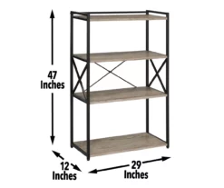 Corday Gray Wood 4-Shelf Open Bookcase -DHP SHOP 810680821 A7