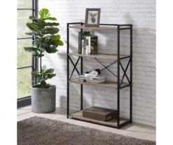 Corday Gray Wood 4-Shelf Open Bookcase -DHP SHOP 810680821 B0 1
