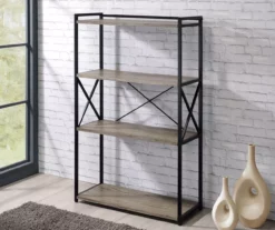 Corday Gray Wood 4-Shelf Open Bookcase -DHP SHOP 810680821 B0 2
