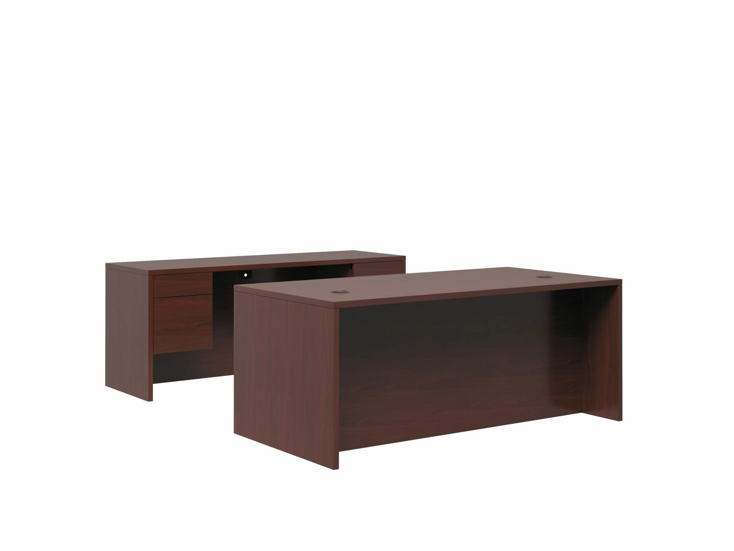 HON 10500 Series Double Pedestal Desk / Credenza | 3/4 Pedestals | 4 Box / 4 File Drawers | 72"W | Mahogany Finish 1 HON 10500 Series Double Pedestal Desk / Credenza | 3/4 Pedestals | 4 Box / 4 File Drawers | 72"W | Mahogany Finish