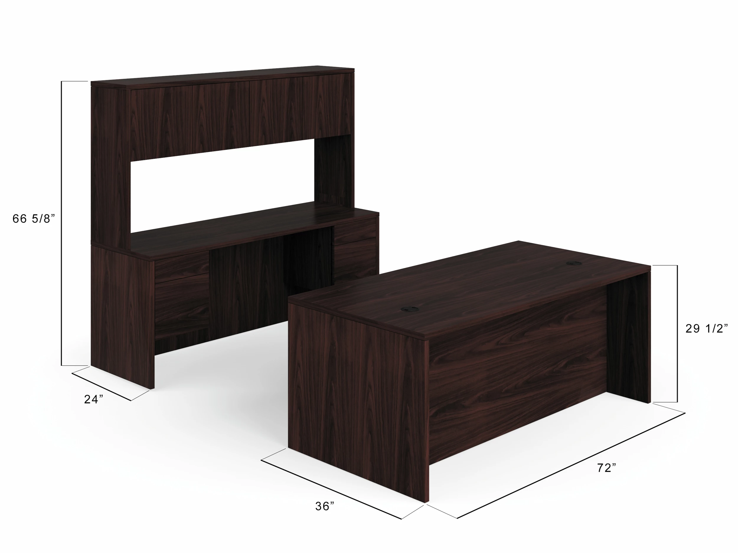 HON 10500 Series Double Pedestal Desk / Credenza | Stack-On Storage | 3/4 Pedestals | 4 Box / 4 File Drawers | 72"W | Mahogany Finish 2 HON 10500 Series Double Pedestal Desk / Credenza | Stack-On Storage | 3/4 Pedestals | 4 Box / 4 File Drawers | 72"W | Mahogany Finish - Image 2