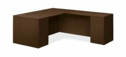 HON 10500 Series L-Workstation | Full Pedestals | 2 Box / 3 File Drawers | 72"W | Mocha Finish