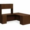 HON 10500 Series L-Workstation | Stack-On Storage | Full Pedestals | 2 Box / 3 File Drawers | 72"W | Mocha Finish