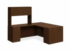 HON 10500 Series L-Workstation | Stack-On Storage | Full Pedestals | 2 Box / 3 File Drawers | 72"W | Mocha Finish
