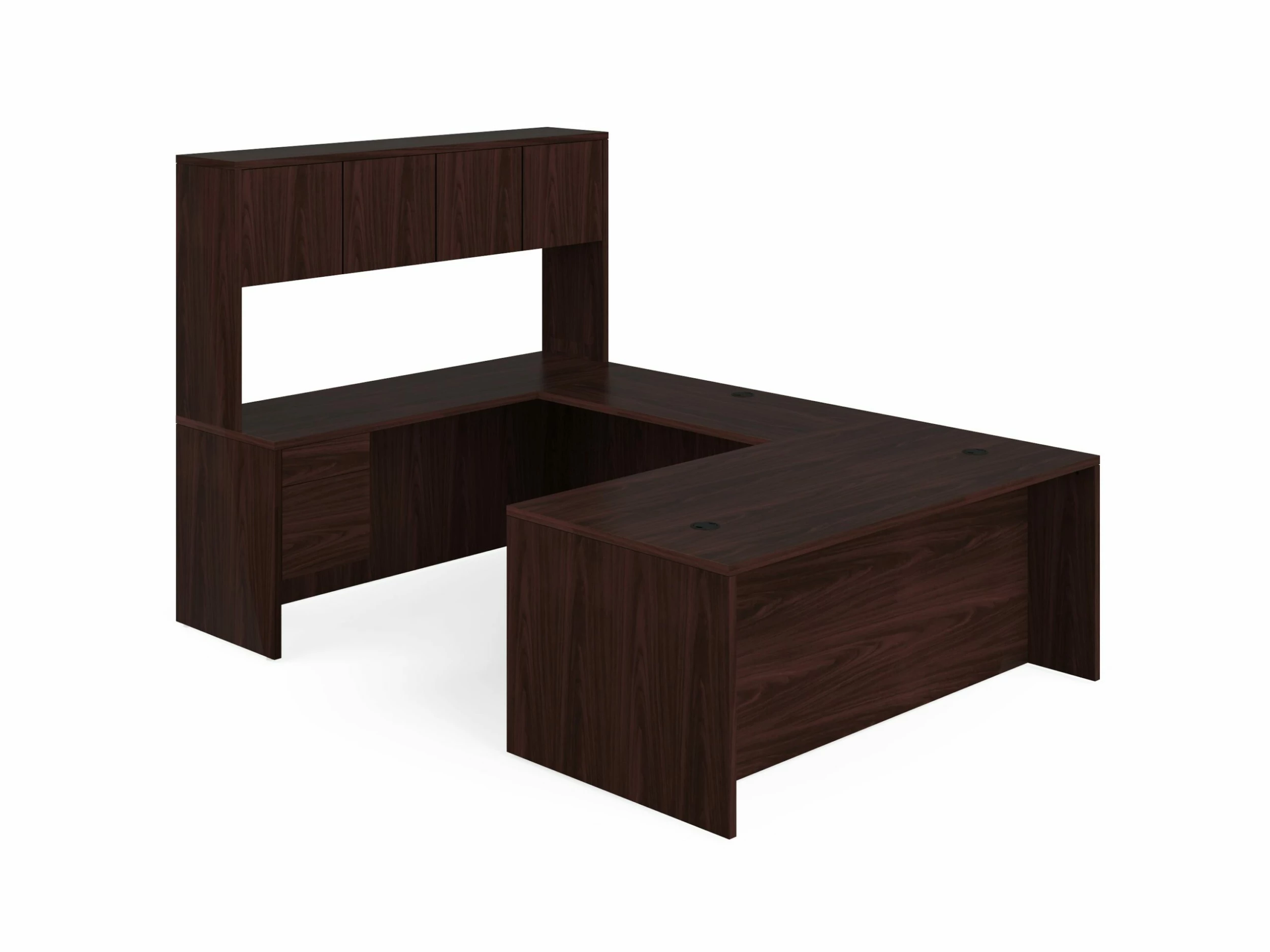 HON 10500 Series U-Workstation | Right Desk, Bridge, Credenza, Hutch | 72"W X 107"D | Mahogany Finish 1 HON 10500 Series U-Workstation | Right Desk, Bridge, Credenza, Hutch | 72"W X 107"D | Mahogany Finish