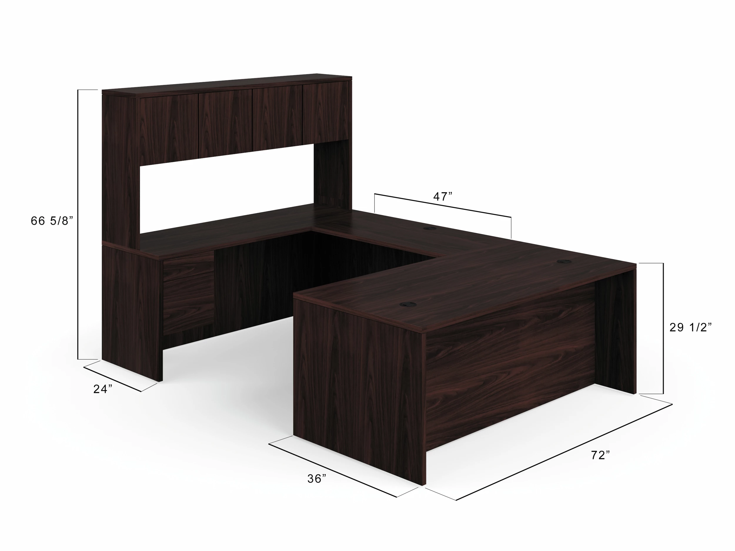 HON 10500 Series U-Workstation | Right Desk, Bridge, Credenza, Hutch | 72"W X 107"D | Mahogany Finish 2 HON 10500 Series U-Workstation | Right Desk, Bridge, Credenza, Hutch | 72"W X 107"D | Mahogany Finish - Image 2