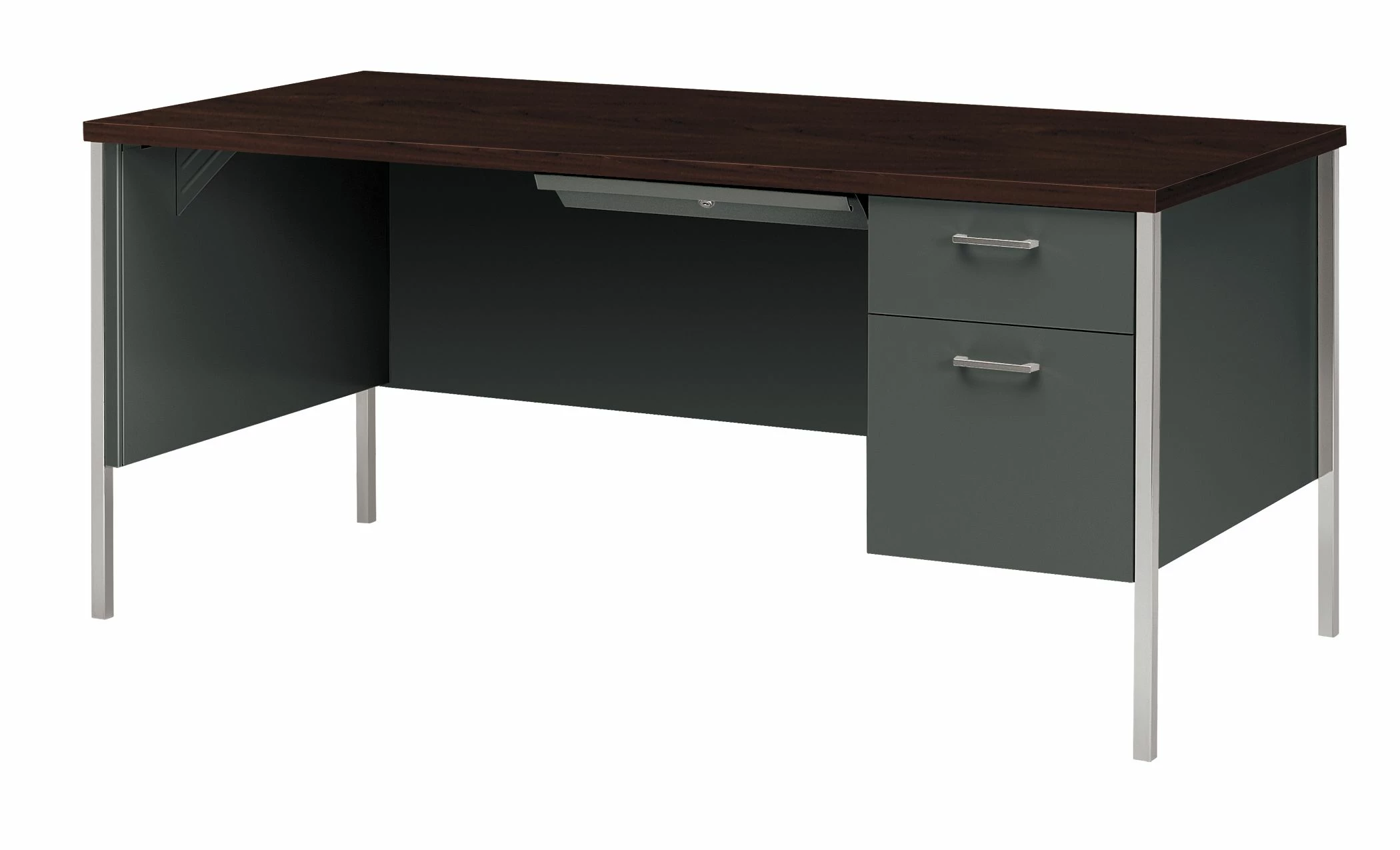 HON 34000 Series Right Single Pedestal | 66"W | Mahogany Laminate | Charcoal Finish 1 HON 34000 Series Right Single Pedestal | 66"W | Mahogany Laminate | Charcoal Finish