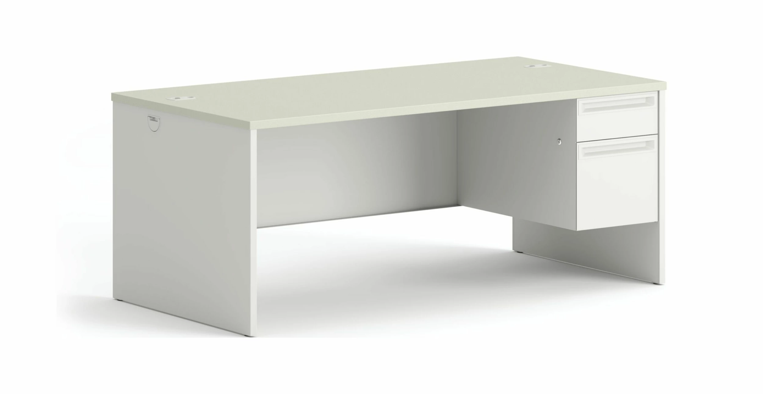 HON 38000 Series Right Pedestal Desk | 1 Box / 1 File Drawer | 72"W | Silver Mesh Laminate | Light Gray Finish 1 HON 38000 Series Right Pedestal Desk | 1 Box / 1 File Drawer | 72"W | Silver Mesh Laminate | Light Gray Finish