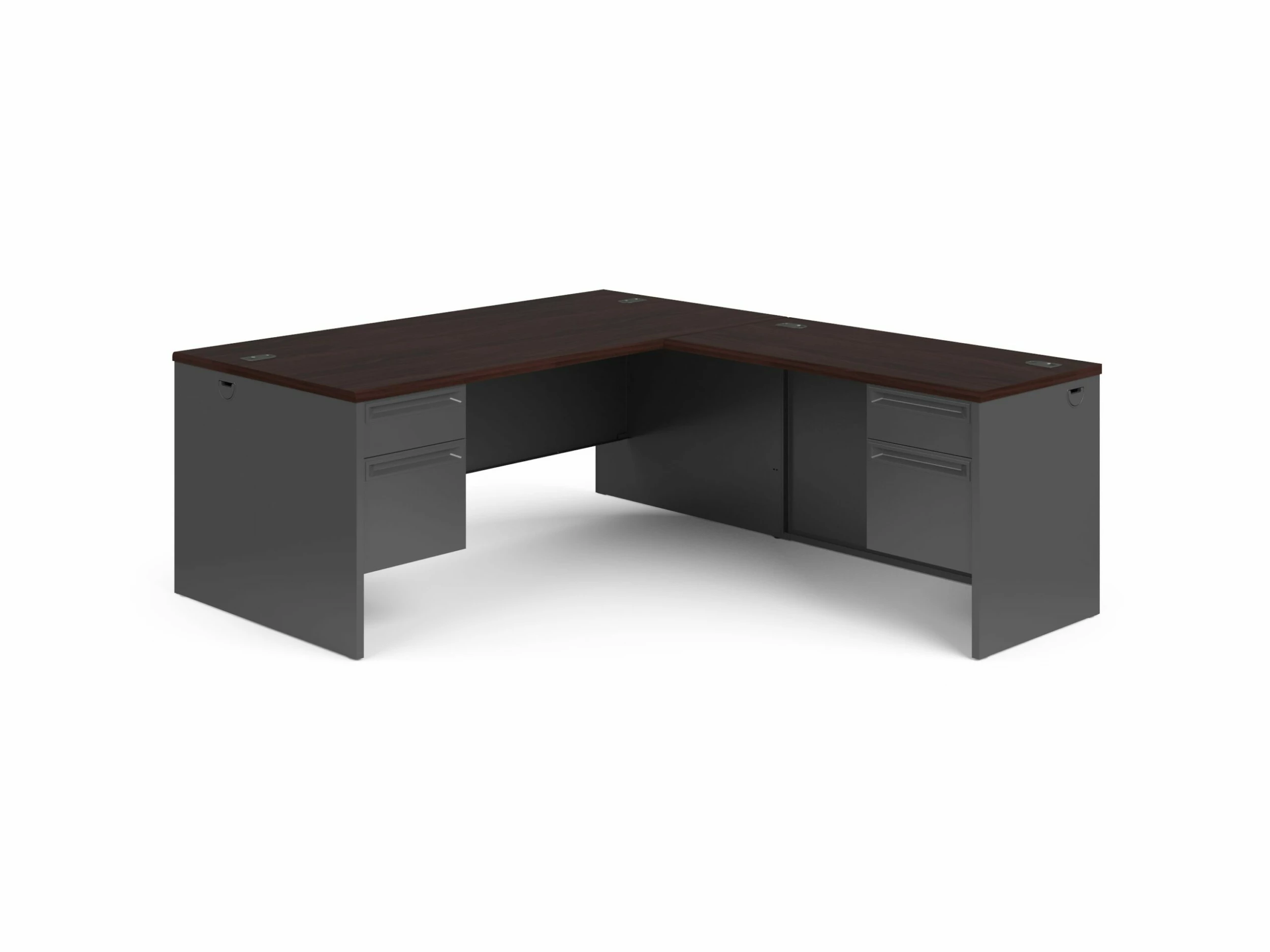 HON 38000 Series L-Workstation | Left Desk, Return | 72"W X 84"D | Mahogany Laminate | Charcoal Finish 1 HON 38000 Series L-Workstation | Left Desk, Return | 72"W X 84"D | Mahogany Laminate | Charcoal Finish