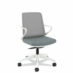 HON Cliq Office Chair | Fog Mesh Back | Synchro-Tilt | Basalt Seat Fabric | Designer White Frame -DHP SHOP HON Cliq HCLQT.W0.TC2 .F.S.IF .APX25.NL .SB .DW 0030 001
