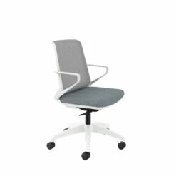 HON Cliq Office Chair | Fog Mesh Back | Synchro-Tilt | Basalt Seat Fabric | Designer White Frame -DHP SHOP HON Cliq HCLQT.W0.TC2 .F.S.IF .APX25.NL .SB .DW 0060 001