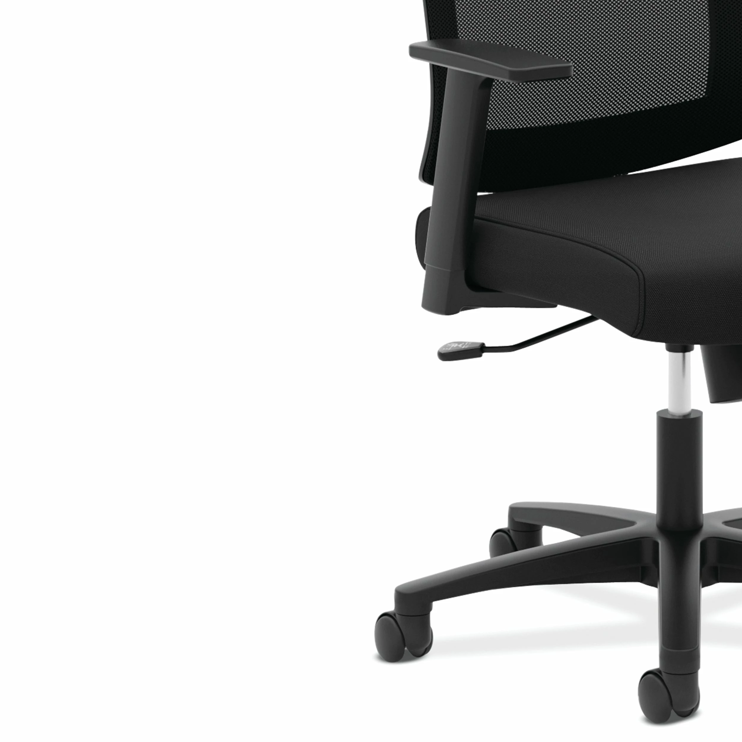 HON Mesh Mid-Back Task Chair | Center-Tilt, Tension, Lock | Fixed Arms | Black Mesh | Black Fabric 4 HON Mesh Mid-Back Task Chair | Center-Tilt, Tension, Lock | Fixed Arms | Black Mesh | Black Fabric - Image 4