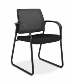 HON Ignition Multi-Purpose Chair | Sled Base | Fixed Arms | Glides | Black 4-way Stretch Mesh Back | Black Seat Fabric | Black Frame