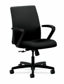 HON Ignition Low-Back Mesh Task Chair | Center-Tilt | Fixed Arms | Black Fabric