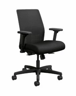 HON Ignition 2.0 4-way Stretch Mesh Back Task Chair | Synchro-Tilt Control With Seat Slider | Height- And Width-Adjustable Arms | Adjustable Lumbar Support | Hard Casters | Black 4-way Stretch Mesh Back | Black Seat Fabric | Black Frame