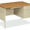 HON Metro Classic Small Office Desk | 1 Box / 1 File Drawer | 48"W | Harvest Laminate | Putty Finish