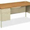 HON Metro Classic Left Pedestal Desk | 1 Box / 1 File Drawer | 66"W | Harvest Laminate | Putty Finish