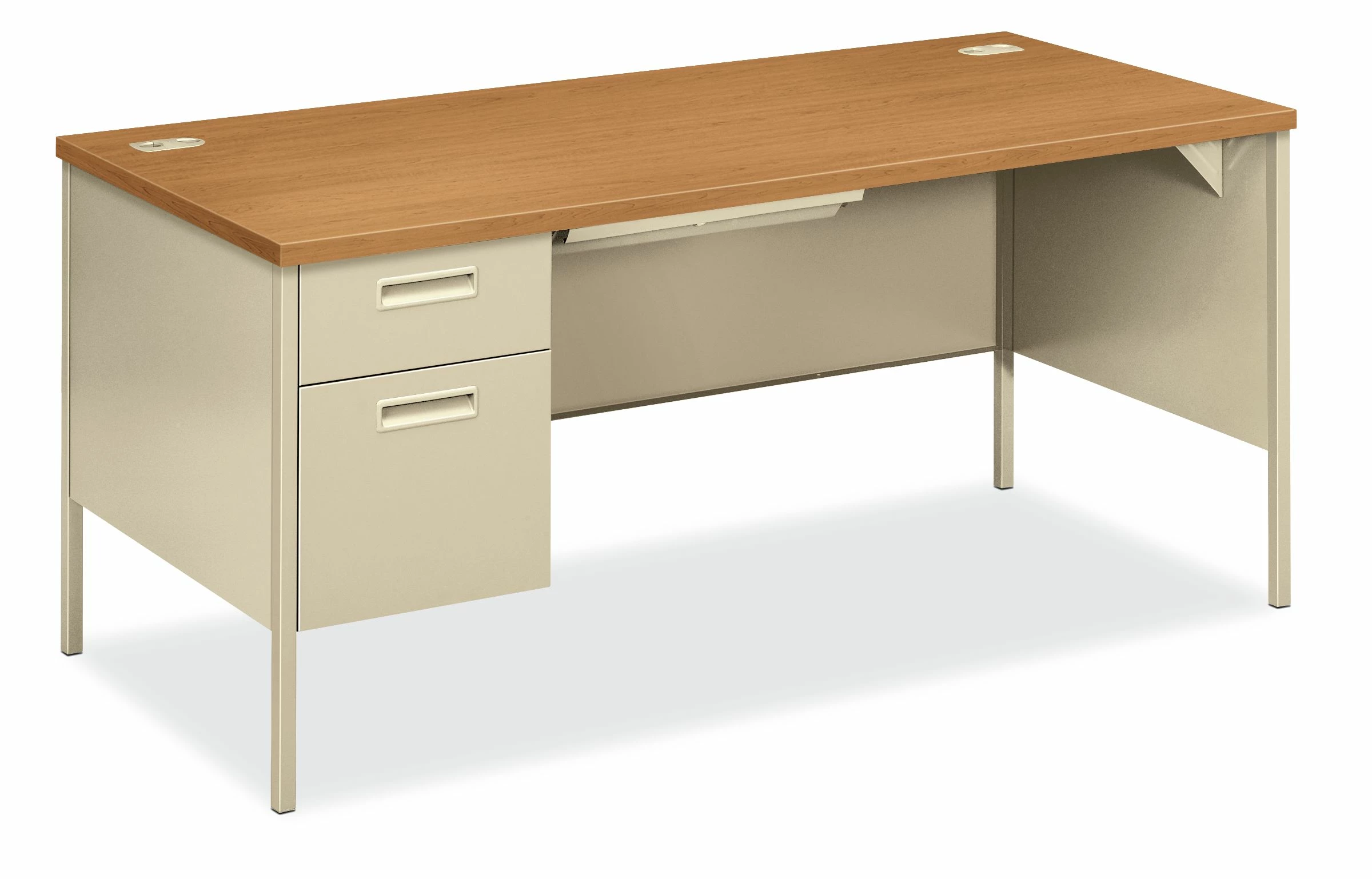 HON Metro Classic Left Pedestal Desk | 1 Box / 1 File Drawer | 66"W | Harvest Laminate | Putty Finish 1 HON Metro Classic Left Pedestal Desk | 1 Box / 1 File Drawer | 66"W | Harvest Laminate | Putty Finish