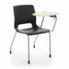 HON Motivate Tablet Arm Chair | Left-Hand Natural Maple Tablet Arm | Onyx Shell | Textured Platinum Frame