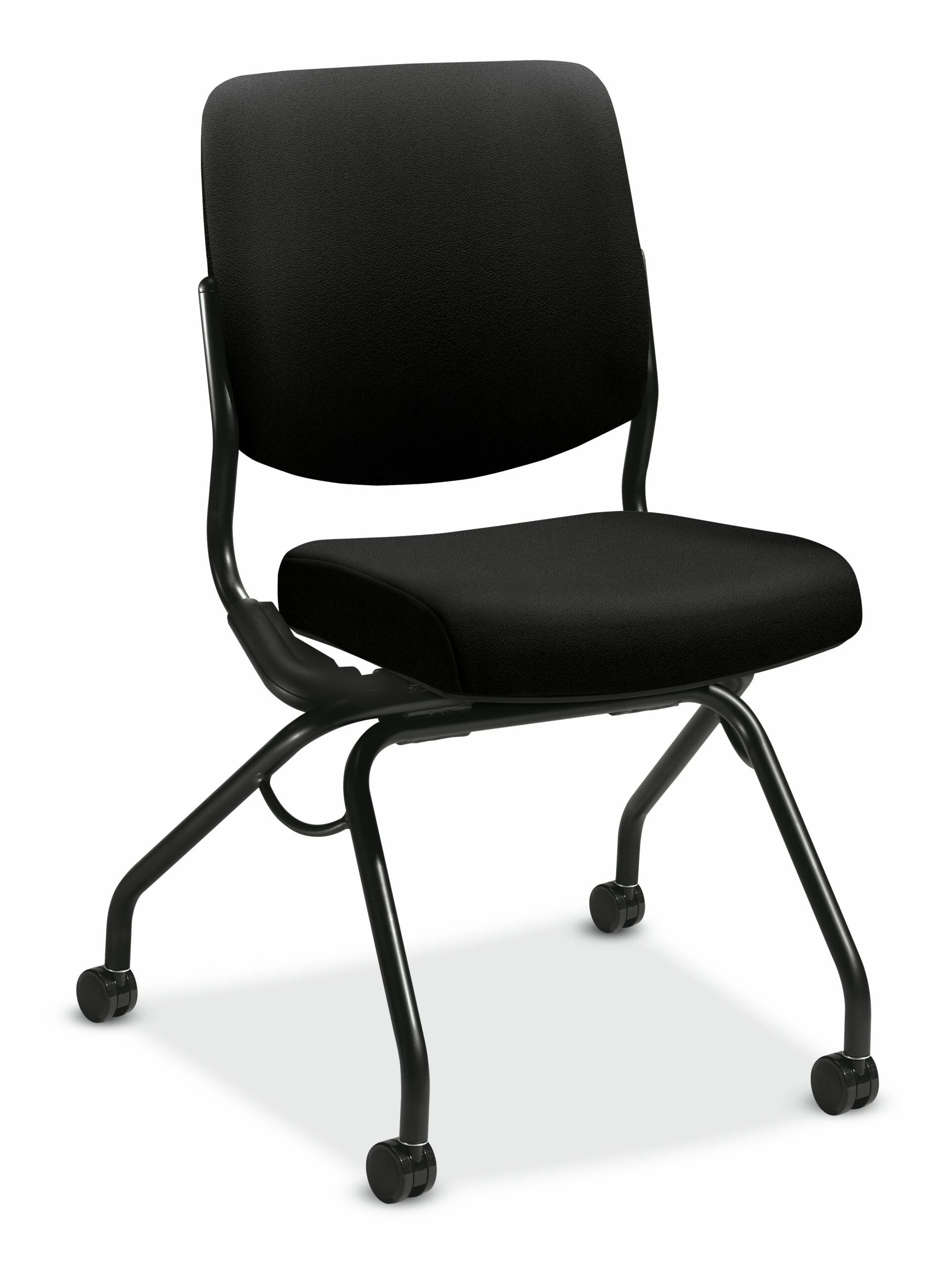 HON Perpetual Upholstered Back Nesting Chair | Flex Motion | Casters | Black Frame | Black Fabric 1 HON Perpetual Upholstered Back Nesting Chair | Flex Motion | Casters | Black Frame | Black Fabric