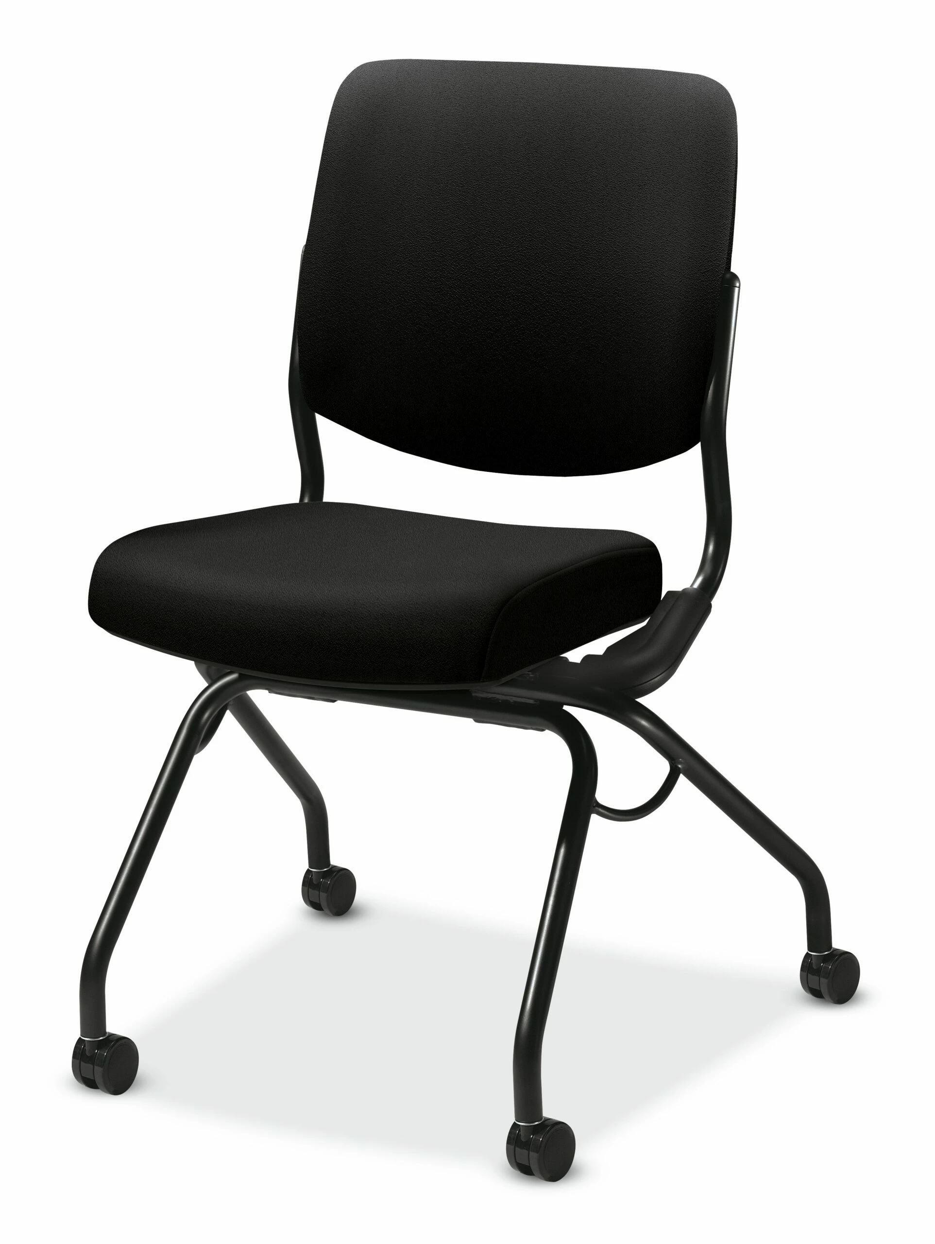 HON Perpetual Upholstered Back Nesting Chair | Flex Motion | Casters | Black Frame | Black Fabric 2 HON Perpetual Upholstered Back Nesting Chair | Flex Motion | Casters | Black Frame | Black Fabric - Image 2