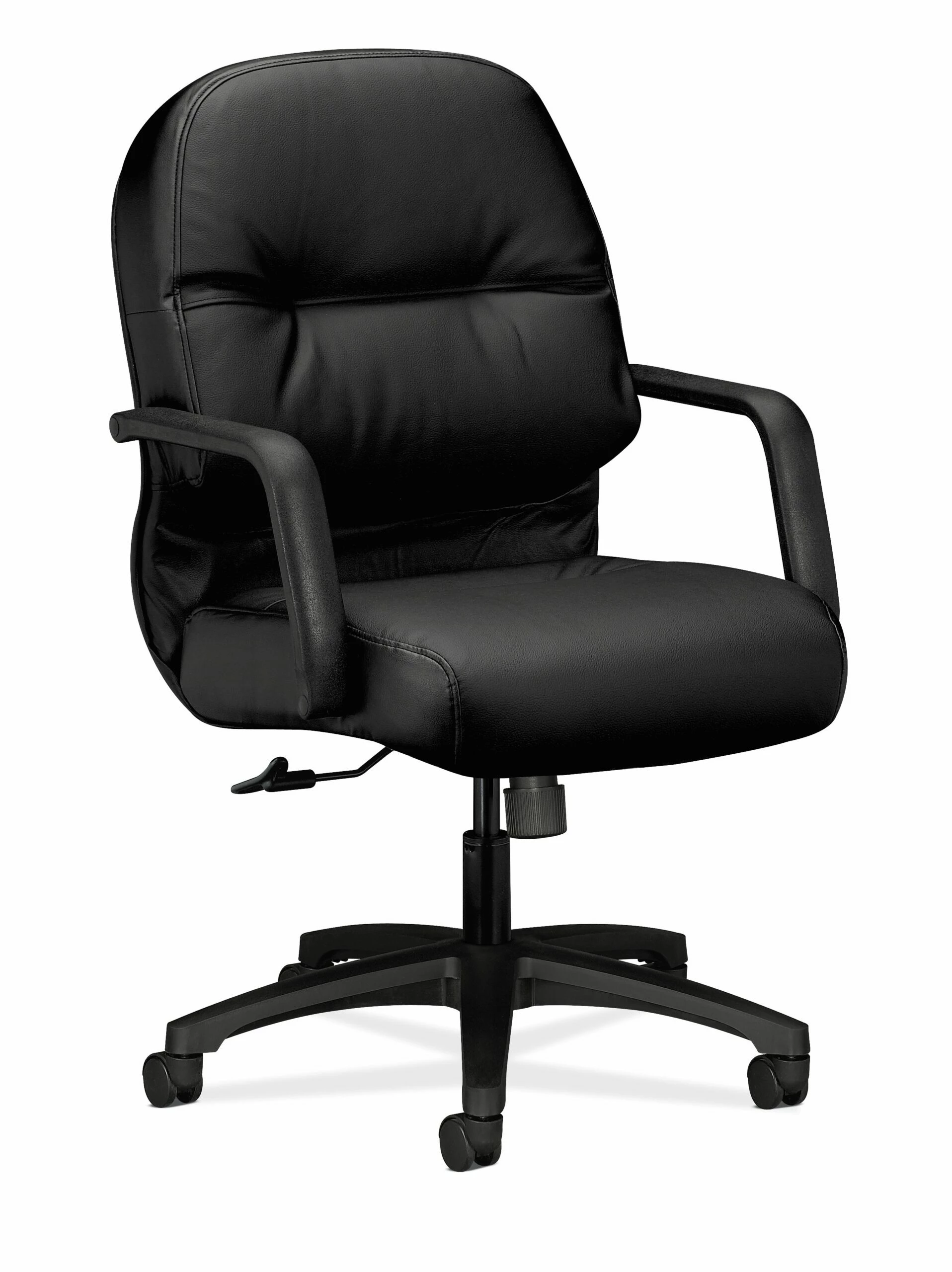 HON Pillow-Soft Mid-Back Chair | Center-Tilt | Fixed Arms | Black Leather 1 HON Pillow-Soft Mid-Back Chair | Center-Tilt | Fixed Arms | Black Leather