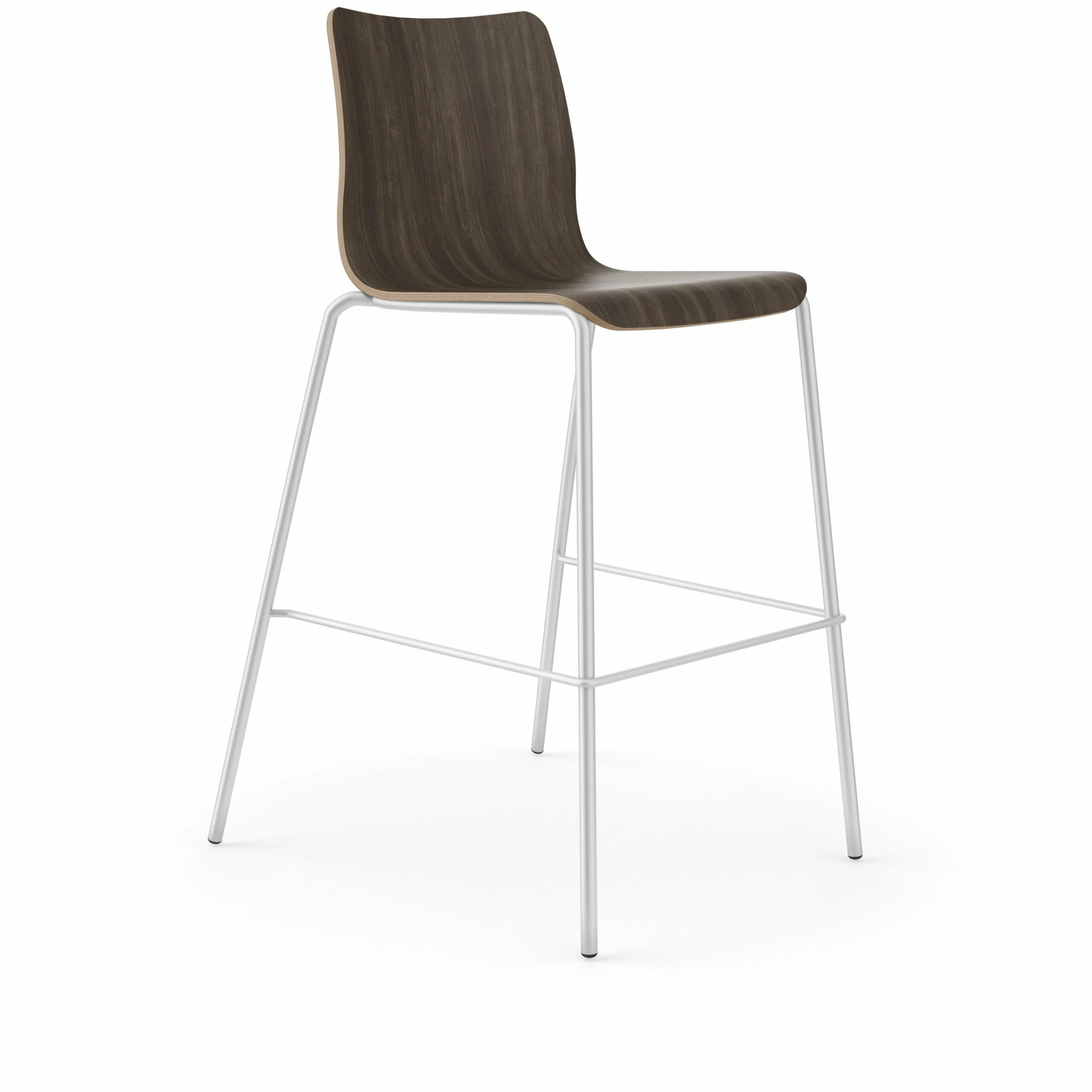 HON Ruck Stool | Florence Walnut Laminate Shell | Textured Silver Frame 1 HON Ruck Stool | Florence Walnut Laminate Shell | Textured Silver Frame