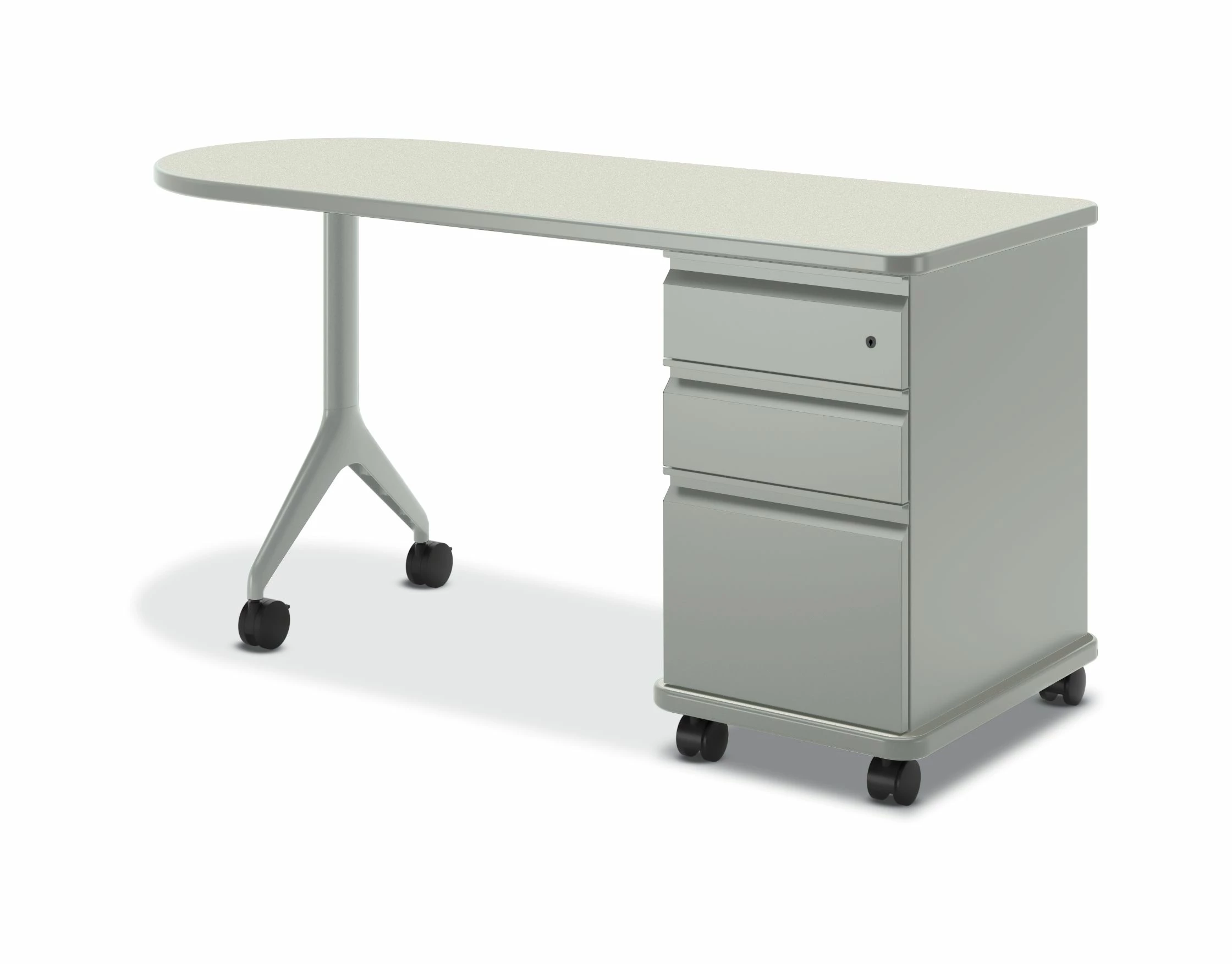 HON SmartLink Value Teacher Station | 2 Box / 1 File Drawer | 60"W | Silver Mesh Laminate | Platinum Edgeband | Platinum Metallic Modesty Panel 1 HON SmartLink Value Teacher Station | 2 Box / 1 File Drawer | 60"W | Silver Mesh Laminate | Platinum Edgeband | Platinum Metallic Modesty Panel