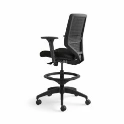 HON Solve Mid-Back Task Stool | Upholstered Charcoal ReActiv Back | Adjustable Lumbar | Black Frame | Ink Seat Fabric -DHP SHOP HON Solve HSLVSMU.Y1.A.H.0S.COMF10.COMP10.BL .SB .T 0240 001