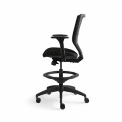 HON Solve Mid-Back Task Stool | Upholstered Charcoal ReActiv Back | Adjustable Lumbar | Black Frame | Ink Seat Fabric -DHP SHOP HON Solve HSLVSMU.Y1.A.H.0S.COMF10.COMP10.BL .SB .T 0270 001