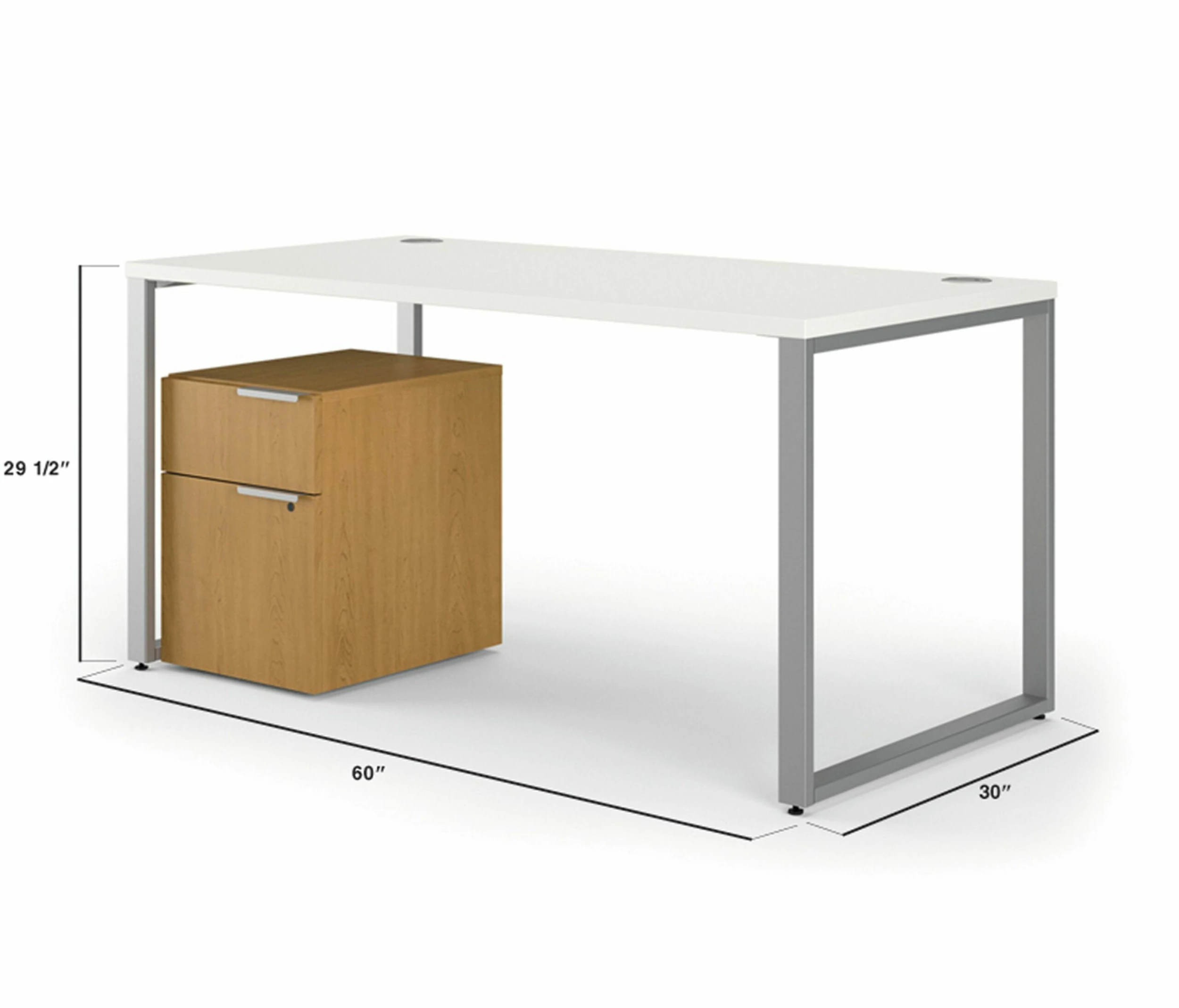HON Voi Compact Workstation | Desk, Mobile Ped | 60"W X 60"D | Platinum / Silver Mesh / Harvest Finish 2 HON Voi Compact Workstation | Desk, Mobile Ped | 60"W X 60"D | Platinum / Silver Mesh / Harvest Finish - Image 2