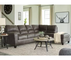 Signature Design By Ashley Navi Smoke Faux Leather Sectional With Right-Facing Chaise -DHP SHOP combo760011 3