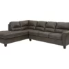 Signature Design By Ashley Navi Smoke Faux Leather Sleeper Sectional With Left-Facing Chaise