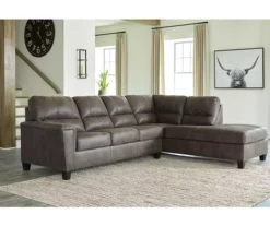 Signature Design By Ashley Navi Smoke Faux Leather Sleeper Sectional With Right-Facing Chaise -DHP SHOP combo760013 1