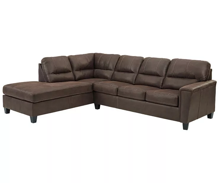 Signature Design By Ashley Navi Chestnut Faux Leather Sleeper Sectional With Left-Facing Chaise 2 Signature Design By Ashley Navi Chestnut Faux Leather Sleeper Sectional With Left-Facing Chaise - Image 2