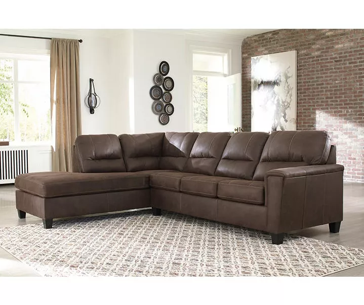 Signature Design By Ashley Navi Chestnut Faux Leather Sleeper Sectional With Left-Facing Chaise 3 Signature Design By Ashley Navi Chestnut Faux Leather Sleeper Sectional With Left-Facing Chaise - Image 3