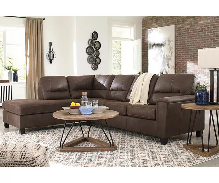 Signature Design By Ashley Navi Chestnut Faux Leather Sleeper Sectional With Left-Facing Chaise 5 Signature Design By Ashley Navi Chestnut Faux Leather Sleeper Sectional With Left-Facing Chaise - Image 5