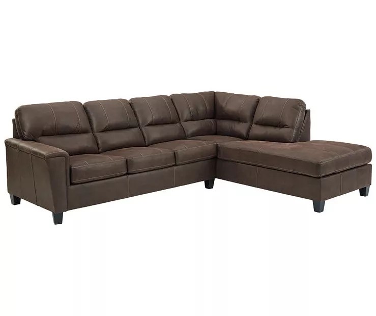Signature Design By Ashley Navi Chestnut Faux Leather Sleeper Sectional With Right-Facing Chaise 2 Signature Design By Ashley Navi Chestnut Faux Leather Sleeper Sectional With Right-Facing Chaise - Image 2