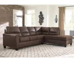 Signature Design By Ashley Navi Chestnut Faux Leather Sleeper Sectional With Right-Facing Chaise 7 Signature Design By Ashley Navi Chestnut Faux Leather Sleeper Sectional With Right-Facing Chaise -DHP SHOP combo760017 2
